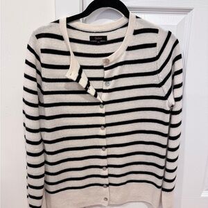 Quince Mongolian Cashmere Striped Sweater Cardigan